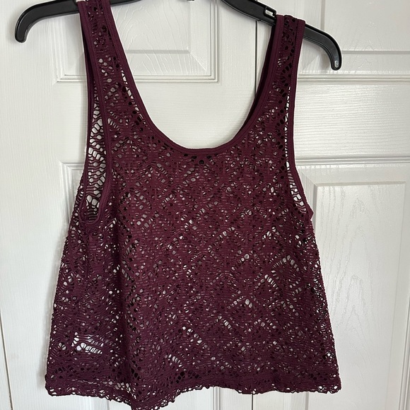 Aeropostale Tank Top Womens Small Crochet Lace Sheer Sleeveless Boho Festival - Picture 2 of 9